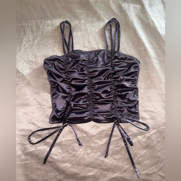 Haley&June/ L new purple satin Y2K crop top size large made in Indonesia - Picture 1 of 4